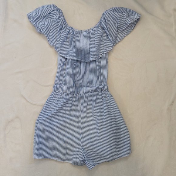 Blue and white strip off shoulder romper - Medium - Picture 2 of 4